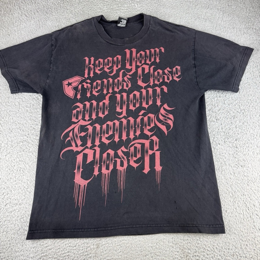 Famous‎ Stars And Straps Shirt Men's Sz Large Black Faded Y2k Vintage Distressed